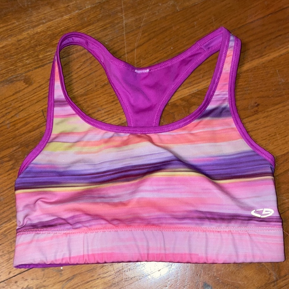 Champion stretchy soft gym sports bra workout pastel sunset purple reversible